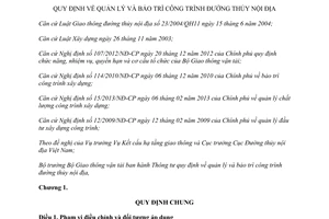 Thông tư 17/2013/TT-BGTVT năm 2013 quản lý bảo trì công trình đường thủy nội địa