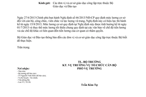 Công văn 5347/BGDĐT-TCCB năm 2013 thực hiện Nghị định 66/2013/NĐ-CP