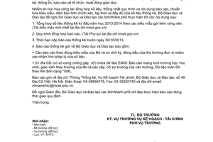 Công văn 5403/BGDĐT-KHTC năm 2013 nộp báo cáo thống kê kỳ đầu 2013 2014