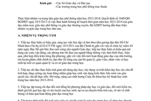 Công văn 5466/BGDĐT-GDTRH hướng dẫn nhiệm vụ Giáo dục Trung học 2013 2014
