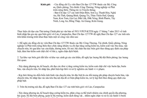 Công văn 38/BCĐ-QLTT năm 2013 kiểm tra kiểm soát chống buôn lậu gia súc Lào Campuchia