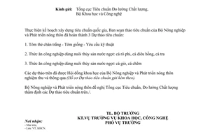 Công văn 3657/BNN-KHCN năm 2013 thẩm định dự thảo tiêu chuẩn quốc gia