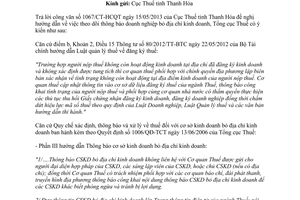 Công văn 2605/TCT-KK theo dõi doanh nghiệp bỏ địa chỉ kinh doanh