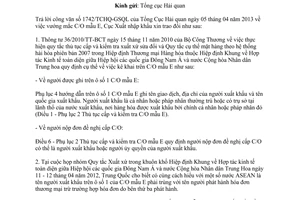 Công văn 343/XNK-XXHH năm 2013 vướng mắc C/O mẫu E