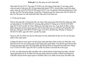 Công văn 10645/BTC-TCHQ năm 2013 quản lý hàng hóa gửi kho ngoại quan