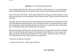 Công văn 387/CDTHB-KH&QLHDT 2013 Quy hoạch hệ thống kho dự trữ Nhà nước đến 2020 Hà Bắc