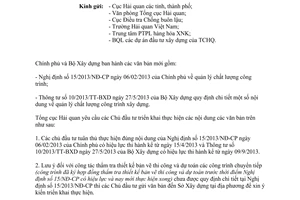 Công văn 4772/TCHQ-TVQT năm 2013 thông báo thực hiện văn bản mới đầu tư xây dựng