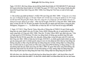 Công văn 2654/CHHVN-VT&DVHH triển khai kế hoạch thực hiện Công ước MLC 2006