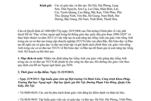 Công văn 5725/BGDĐT-GDCN năm 2013 triệu tập giáo viên tiếng Anh rà soát năng lực tiếng Anh