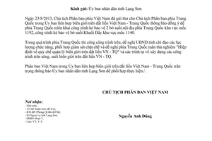 Công văn 412/UBBG-VT năm 2013 xây dựng kè bảo vệ sông suối biên giới Việt Nam Trung Quốc