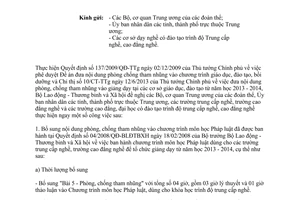 Công văn 3155/LĐTBXH-TCDN năm 2013 phòng chống tham nhũng môn học Pháp luật