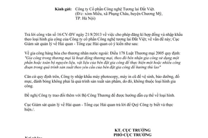 Công văn 825/GSQL-GQ2 năm 2013 đăng kí hợp đồng nhập khẩu gia công