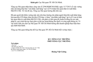 Công văn 5116/TCHQ-CCHĐH 2013 vướng mắc khai báo cửa khẩu xuất hàng hải quan điện tử