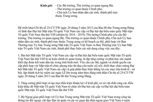 Công văn 1368/TTg-V.III 2013 triển khai Chỉ thị 25-CT/TW về lãnh đạo Đại hội Mặt trận