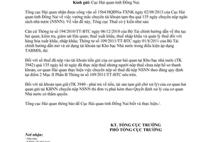 Công văn 5138/TCHQ-TXNK 2013 chuyển tài khoản tạm thu quá 135 ngày nộp ngân sách