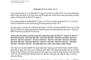 Công văn 3851/TCĐBVN-KHĐT năm 2013 đầu tư sửa chữa công trình trên tuyến Quốc lộ