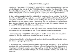 Công văn 1440/BTL-TaC 2013 thăm dò khai thác đá vôi làm vật liệu xây dựng mỏ Lũng Tém III Lạng Sơn