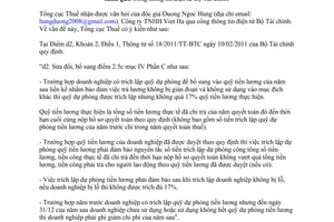 Công văn 2852/TCT-CS năm 2013 trả lời bạn đọc