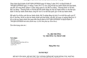 Công văn 3278/LĐTBXH-PC năm 2013 công khai văn bản thủ tục hành chính