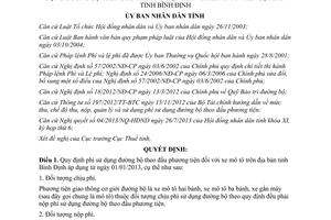 Quyết định 26/2013/QĐ-UBND mức thu quản lý phí đường bộ xe mô tô Bình Định