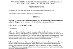 Decision No. 1317/QD-TTg 2013 reforming managing and controlling the macro economy