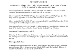 Thông tư 105/2013/TTLT-BTC-BGDĐT quản lý tài chính kỳ thi Olympic Hóa học Quốc tế