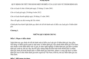 Nghị định 89/2013/NĐ-CP hướng dẫn Luật giá về thẩm định giá