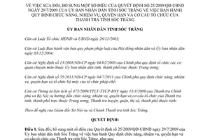 Quyết định 24/2013/QĐ-UBND sửa đổi chức năng nhiệm vụ quyền hạn cơ cấu Thanh tra Sóc Trăng