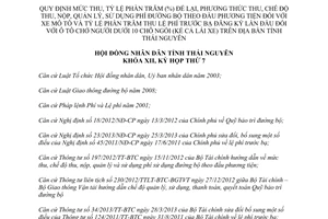 Nghị quyết 20/2013/NQ-HĐND mức thu tỷ lệ phần trăm để lại phí đường bộ Thái Nguyên