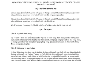 Quyết định 901/QĐ-BNV 2013 chức năng tổ chức Vụ Tổ chức Biên chế
