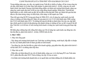 Chỉ thị 13/CT-UBND 2013 cải thiện môi trường đầu tư kinh doanh Phú Yên