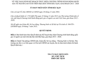 Quyết định 1229/QĐ-UBND năm 2013 Chương trình hành động quốc gia người cao tuổi Bắc Kạn 2013 2020