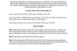 Quyết định 3445/QĐ-UBND 2013 triển khai cải cách thủ tục hành chính Nghệ An