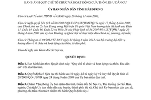 Quyết định 16/2013/QĐ-UBND Quy chế tổ chức hoạt động của thôn khu dân cư Hải Dương