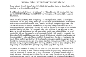 Nghị quyết 96/NQ-CP năm 2013 phiên họp Chính phủ thường kỳ tháng 7
