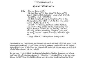 Công điện 38/CĐ-BGTVT năm 2013 ứng phó bão số 6