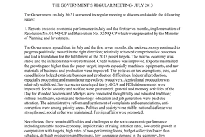Resolution No. 96/NQ-CP the Government’s regular meeting July 2013
