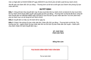 Quyết định 1474/QĐ-UBND năm 2013 công bố thủ tục hành chính Sở Lao động Trà Vinh