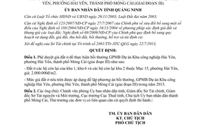 Quyết định 1983/QĐ-UBND 2013 giá đất bồi thường giải phóng mặt bằng Móng Cái Quảng Ninh