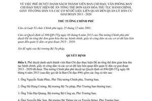 Quyết định 1348/QĐ-TTg 2013  Ban Chỉ đạo đơn giản hóa thủ tục hành chính