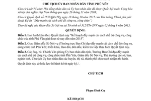 Quyết định 1321/QĐ-UBND 2013 Kế hoạch cải cách công vụ công chức Phú Yên