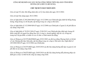 Quyết định 1923/QĐ-UBND năm 2013 Bộ Đơn giá xây dựng công trình Bình Dương