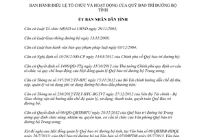 Quyết định 32/2013/QĐ-UBND Điều lệ tổ chức hoạt động Quỹ bảo trì đường bộ Hà Tĩnh