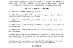 Quyết định 2162/QĐ-UBND Báo cáo xây dựng công trình Sửa chữa đường Tài Lương Ka Công Bình Định