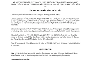 Quyết định 1545/QĐ-UBND 2013 phát triển hạ tầng thương mại nông thôn Hưng Yên 2020