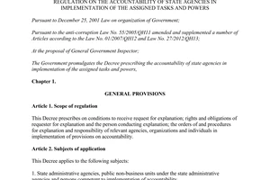 Decree No.90/2013/ND-CP accountability of state agencies