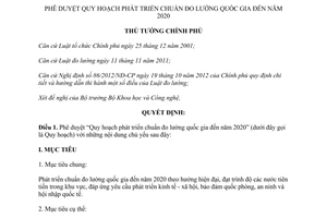 Quyết định 1361/QĐ-TTg năm 2013 phát triển chuẩn đo lường quốc gia 2020