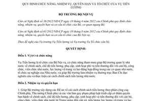 Quyết định 909/QĐ-BNV năm 2013 chức năng tổ chức Vụ Tiền lương Bộ Nội Vụ