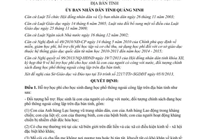 Quyết định 1991/2013/QĐ-UBND hỗ trợ học phí học sinh đối tượng chính sách Quảng Ninh