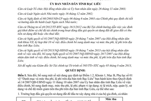 Quyết định 16/2013/QĐ-UBND sửa đổi Quyết định 14/2007/QĐ-UBND về mức thu phí lệ phí Bạc Liêu